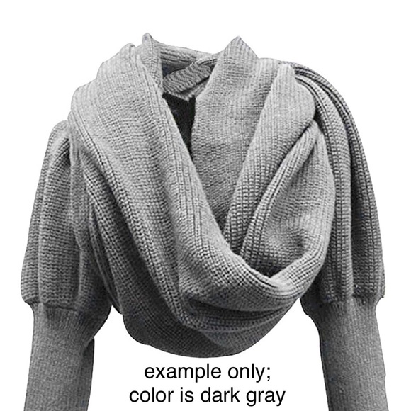 Sweater Shawl Wrap with Sleeves - Picture 2 of 6